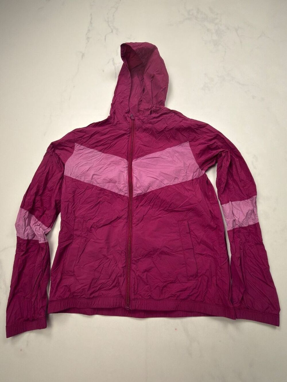 Tek Gear Colorblock Windbreaker Jacket Burgundy Pink 2000s Sporty - Girls XL